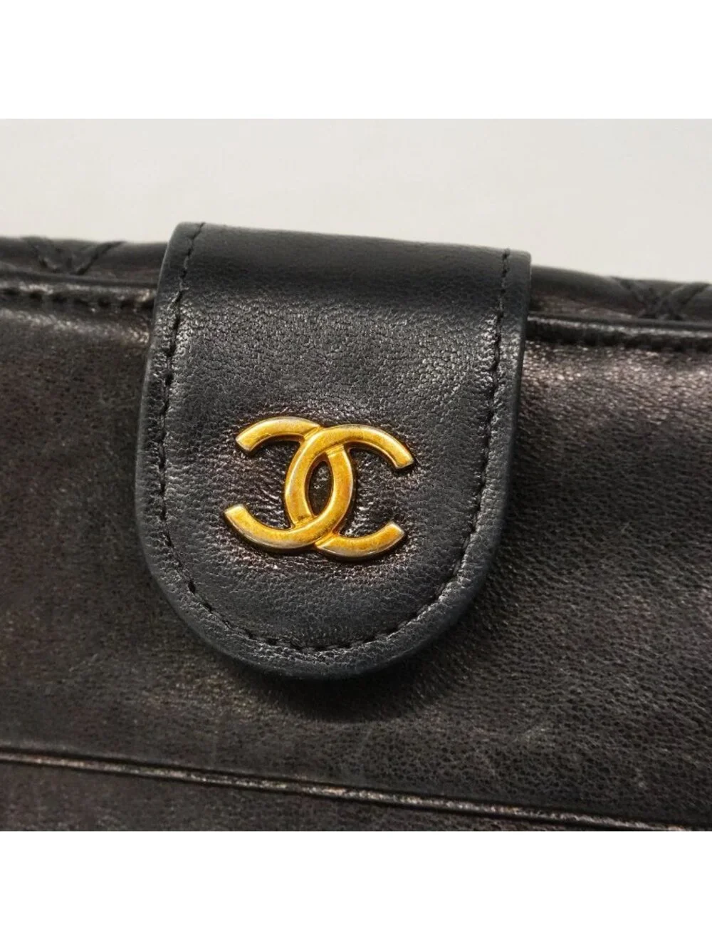 Chanel Wallet Bicolor Lambskin Black Gold